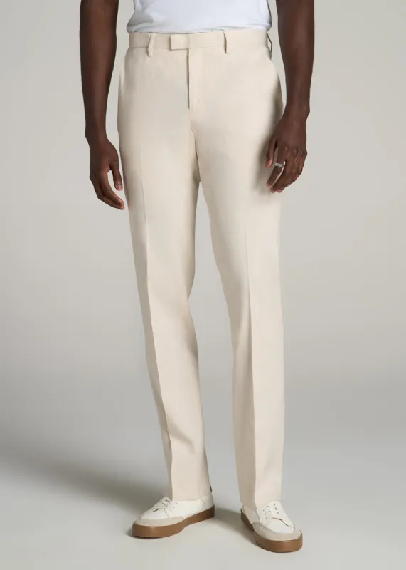 Stretch Linen Dress Pants for Tall Men in Light Beige Linen sold by American Tall