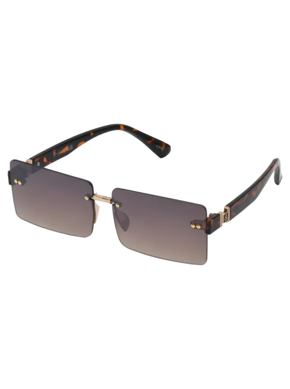 Sleek Rectangular Metal Sunglasses in Gold & Tortoise sold by Jessica Simpson