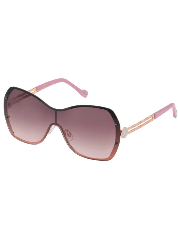 Frameless Metal Shield Sunglasses in Rose Gold & Rose sold by Jessica Simpson