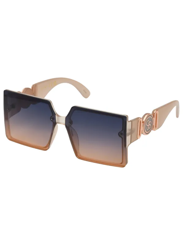 Oversized Metal Accent Square Sunglasses in Matte Nude sold by Jessica Simpson