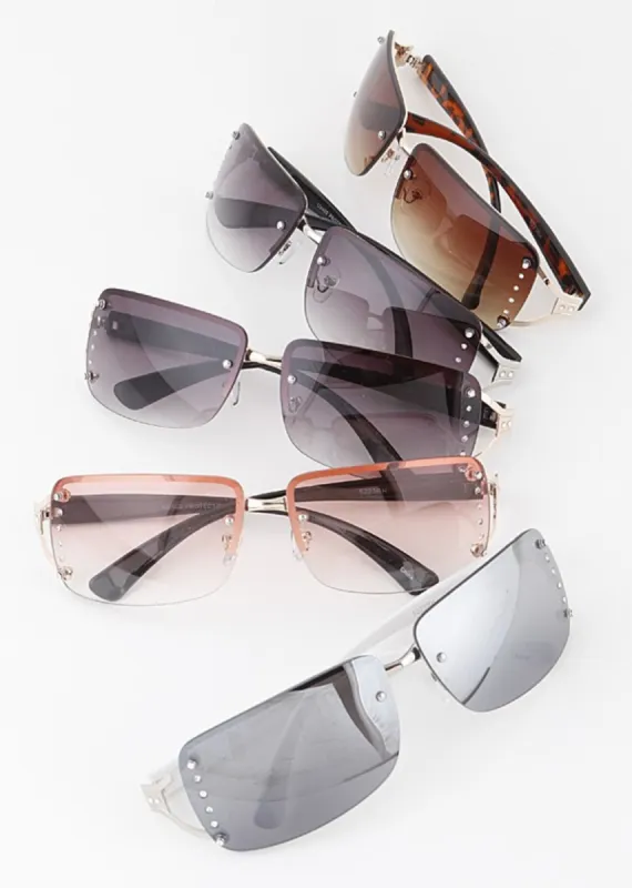 Diamond Bolted Rimless Sunglasses ★ Multi sold by Rock N Rags