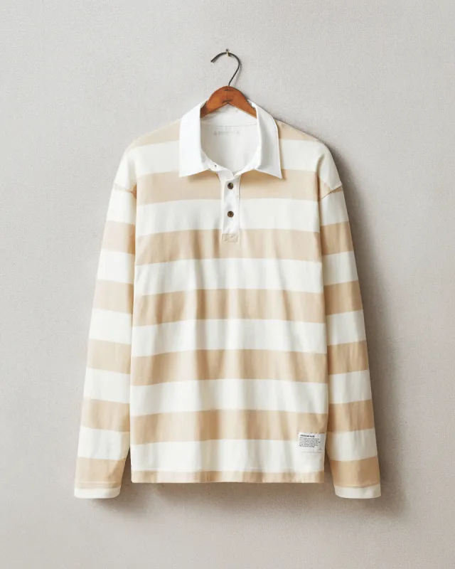 Men's Rugby Shirt - Khaki Stripe sold by American Giant