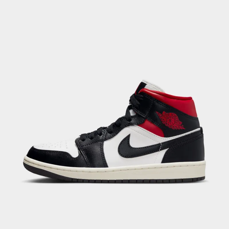 Jordan Women's 1 Mid Black / Gym Red - Sail sold by JD Sports
