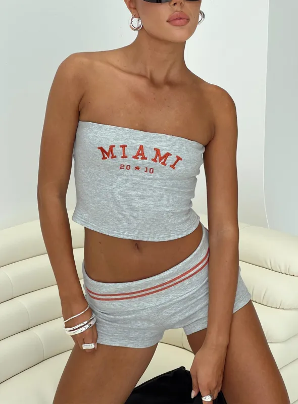 In Miami Strapless Top Grey sold by Princess Polly