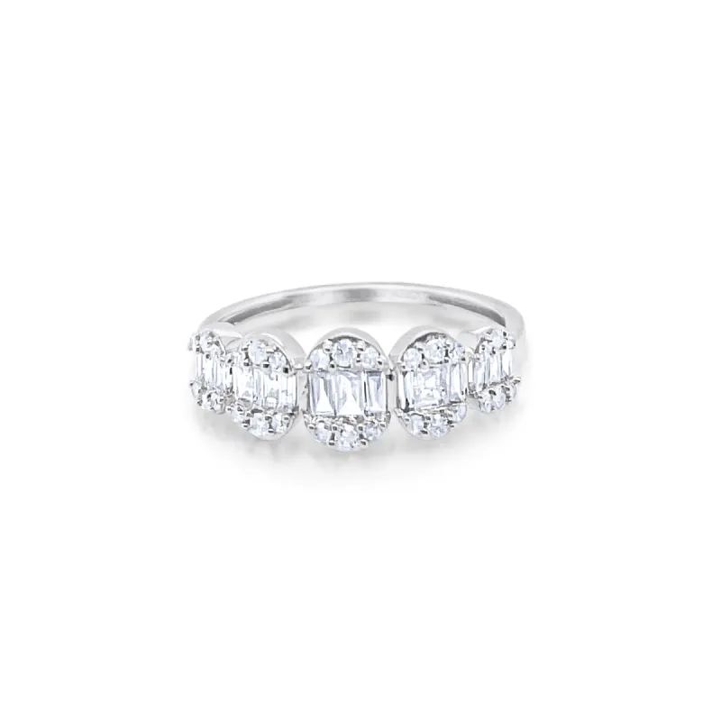 White Gold Diamond Baguette Disk Ring ONLINE EXCLUSIVE sold by Meira T
