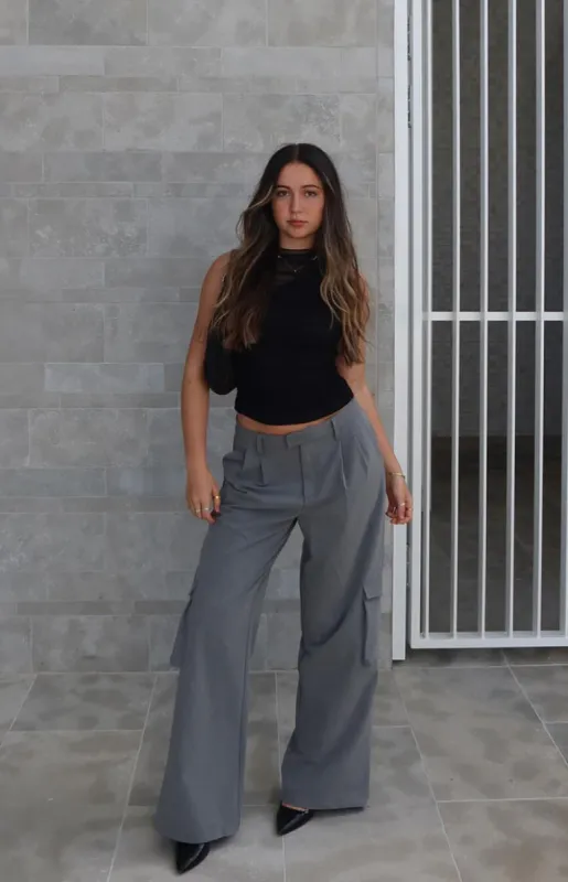 Kairos Grey Straight Leg Pants sold by Beginning Boutique
