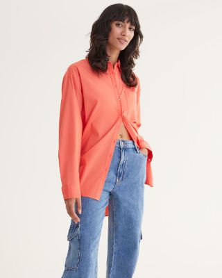 Buttoned-Down Poplin Shirt with Long Sleeves sold by Reitmans