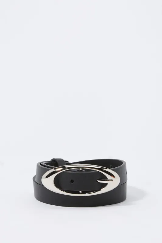 Faux Leather Oval Buckle Belt sold by Charlotte Russe