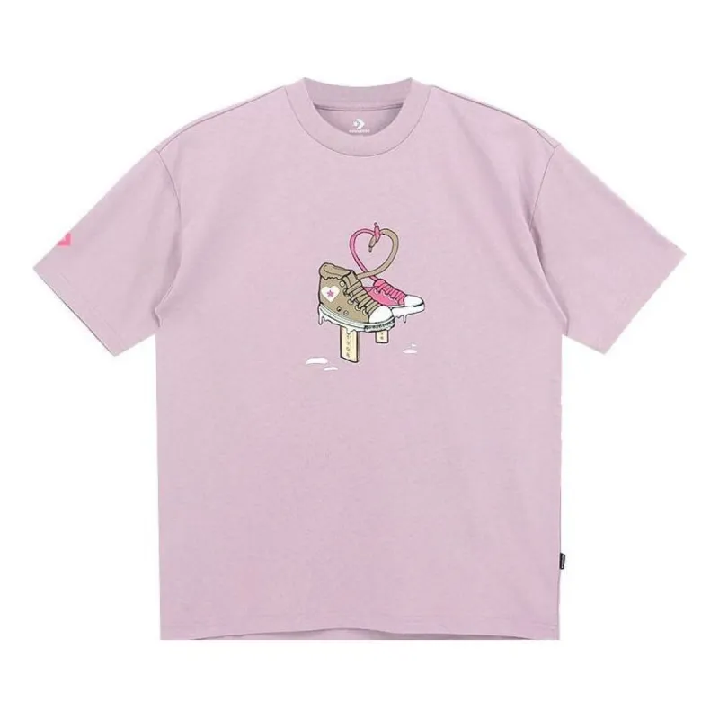 Converse Shoe Tie Heart Logo T-Shirt 'Blush Purple' 10023156-A03 sold by KicksCrew