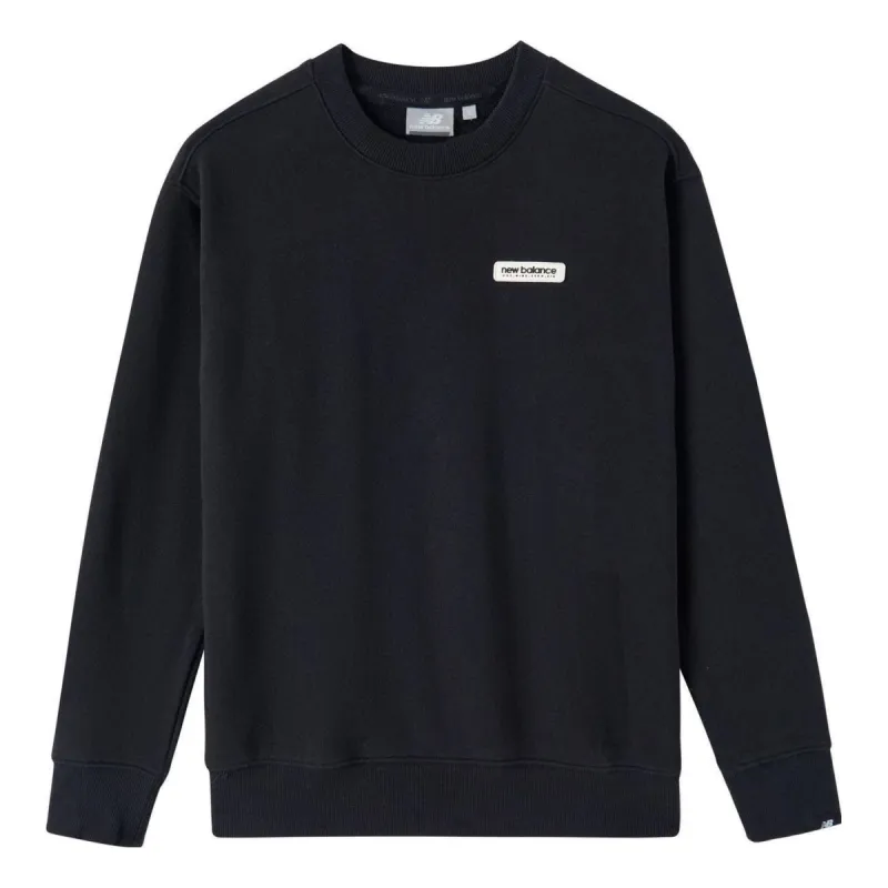 (WMNS) New Balance Logo Print Sweatshirts 'Black White' NC734062-BK sold by KicksCrew