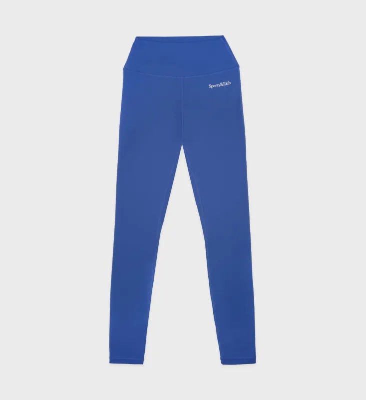 Serif Logo Legging - Imperial Blue/White sold by Sporty and Rich