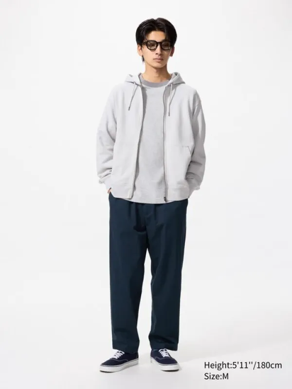 Uniqlo - Cotton Ankle Trousers (relaxed Fit) - Dark Grey sold by Uniqlo