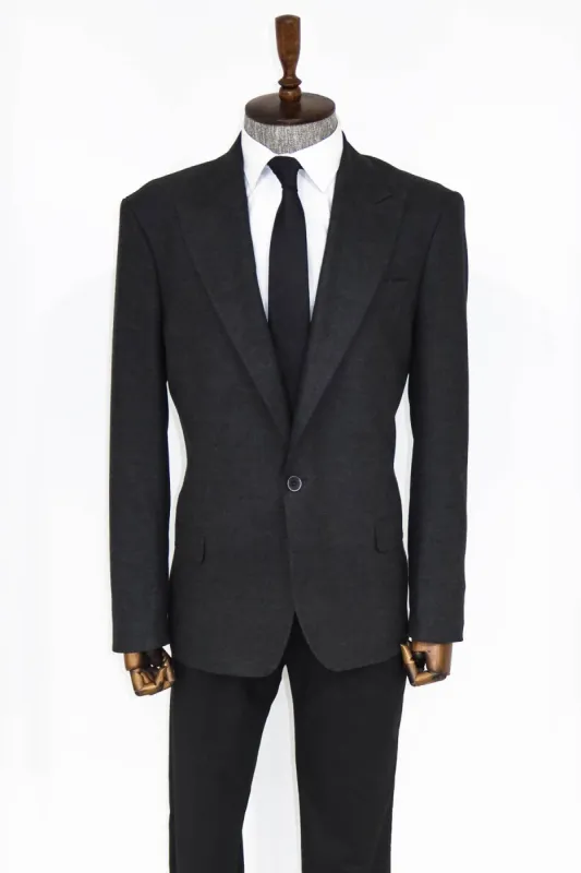 Plain Slim Fit Sport Anthracite Men Blazer and Trousers Combination - Wessi sold by Wessi