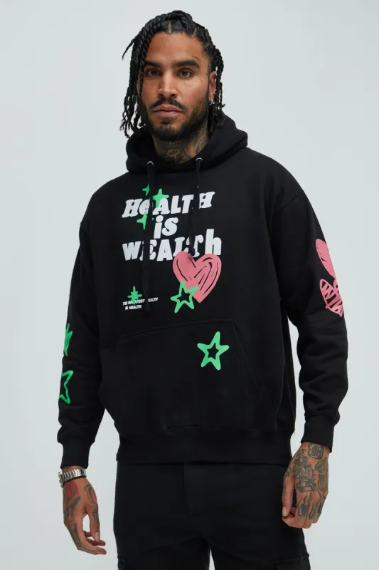 Health Is Wealth Hoodie - Black sold by Fashion Nova