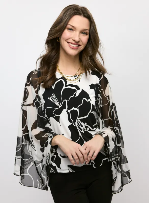 Sheer Sleeve Floral Print Top sold by Laura