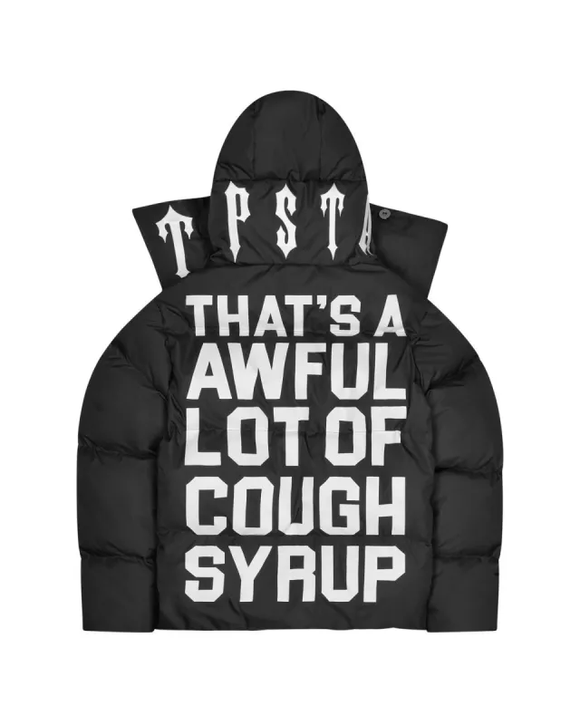 送関込み【Trapstar London】×COUGH SYRUP SCRIPT PUFF TEE Trapstar x Cough Syrup Irongate Collar Puffer - Black | Parallel