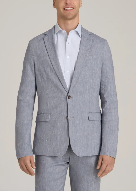 Stretch Linen Blazer for Tall Men in Navy Linen sold by American Tall