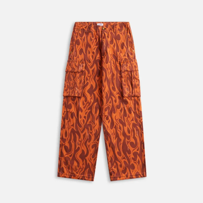 ERL Printed Cargo Pants - Orange Flame sold by Kith