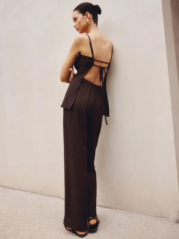 Casual Knotted Cami Top With Pants Set sold by COMMENSE