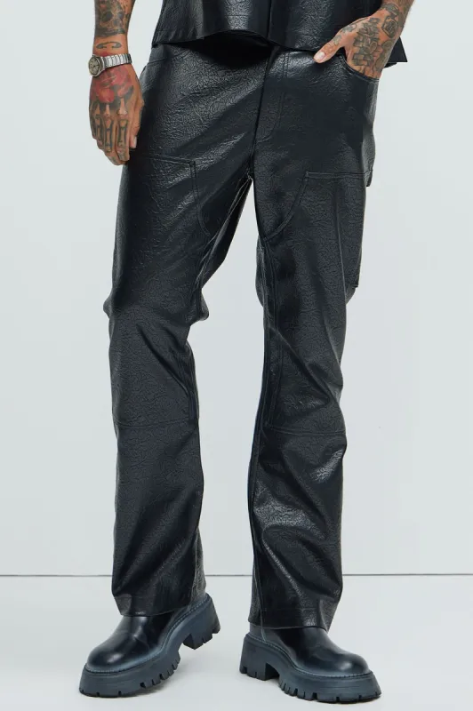 Riker Faux Leather Carpenter Flare Pants - Black sold by Fashion Nova
