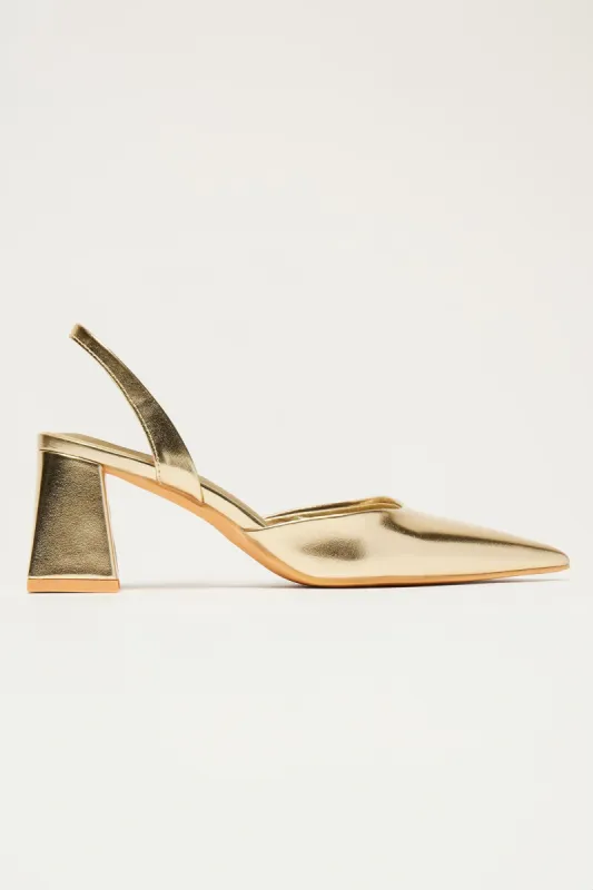 Tatianna Slingback Pumps - Gold sold by Fashion Nova