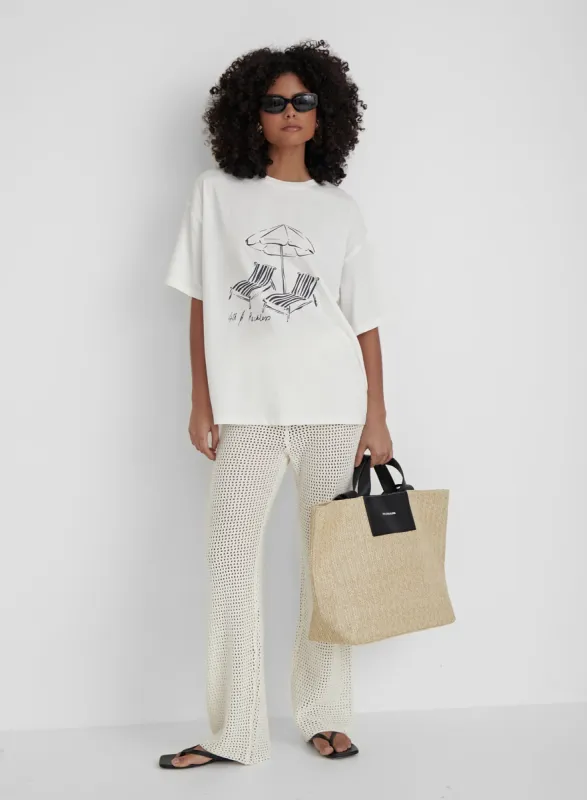 Off White Oversized Beach Graphic T-Shirt- Bella | Parallel