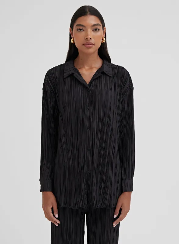 Black Plisse Shirt - Palais sold by 4th and Reckless