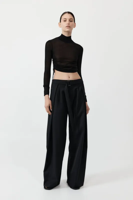 Sheer Ruched Top - Black sold by St. Agni