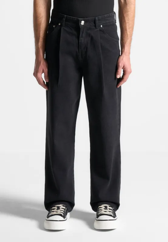 Pleated Jeans - Washed Black sold by Maniere De Voir