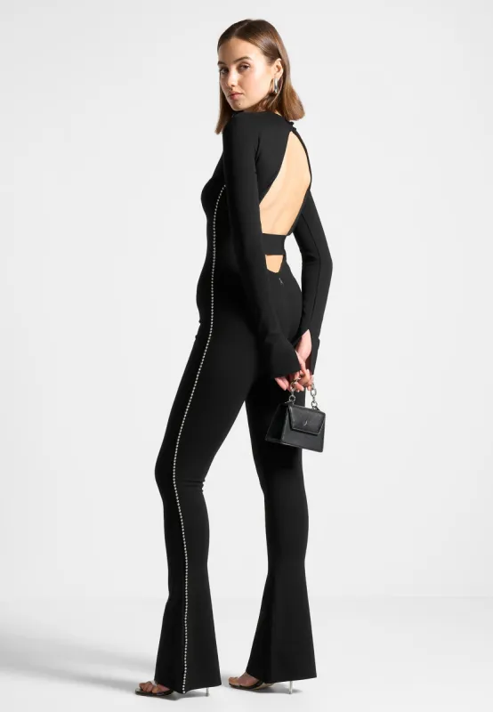 Open Back Embellished Jumpsuit - Black sold by Maniere De Voir