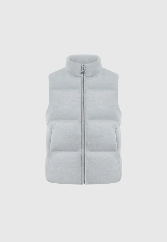 Brushed Marl Puffer Gilet - Grey sold by Maniere De Voir