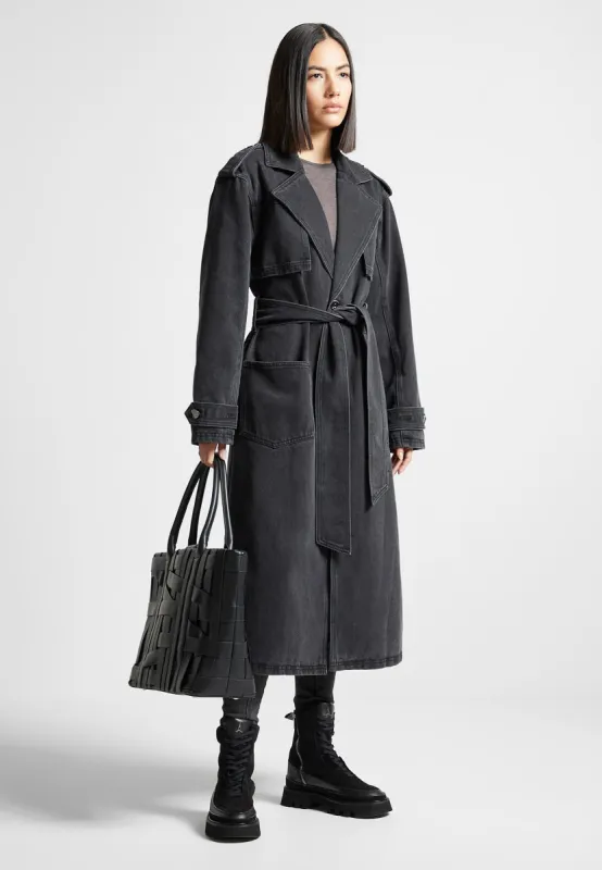 Denim Trench Coat - Washed Black | Parallel