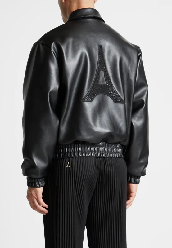 Eiffel Rhinestone Varsity Jacket - Black sold by Maniere De Voir