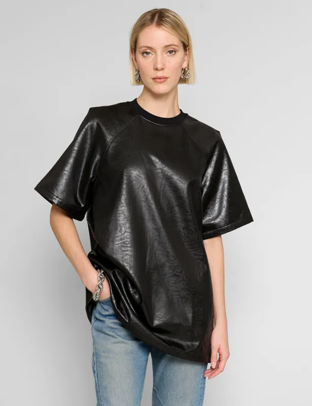 Black Leather T-Shirt sold by Pixie Market