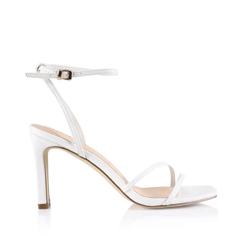 Kimmy Slim Strappy Heels - White Smooth sold by Verali