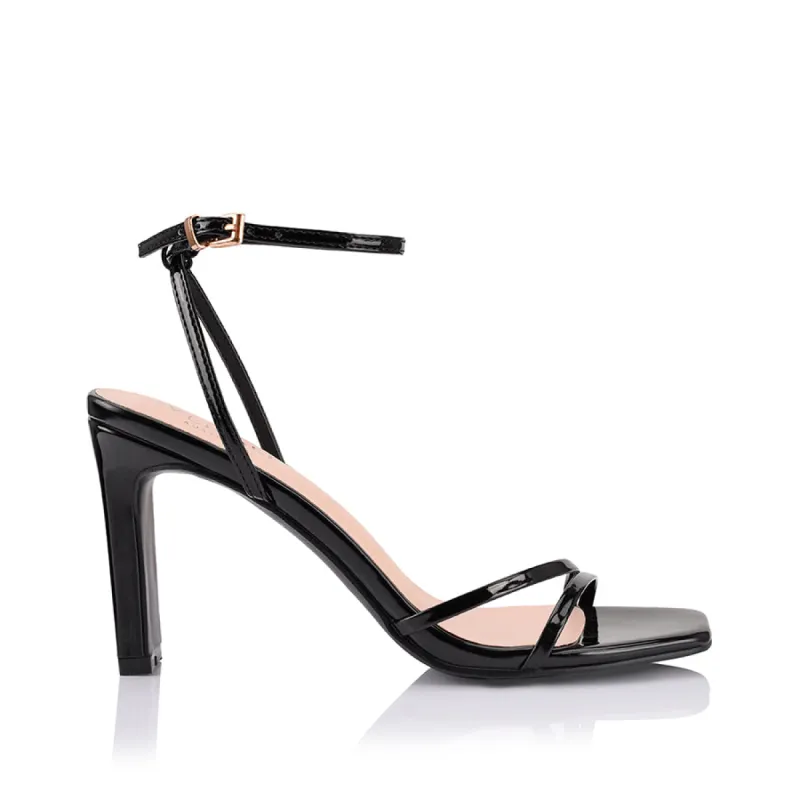 Kimmy Slim Strappy Heels - Black Patent sold by Verali