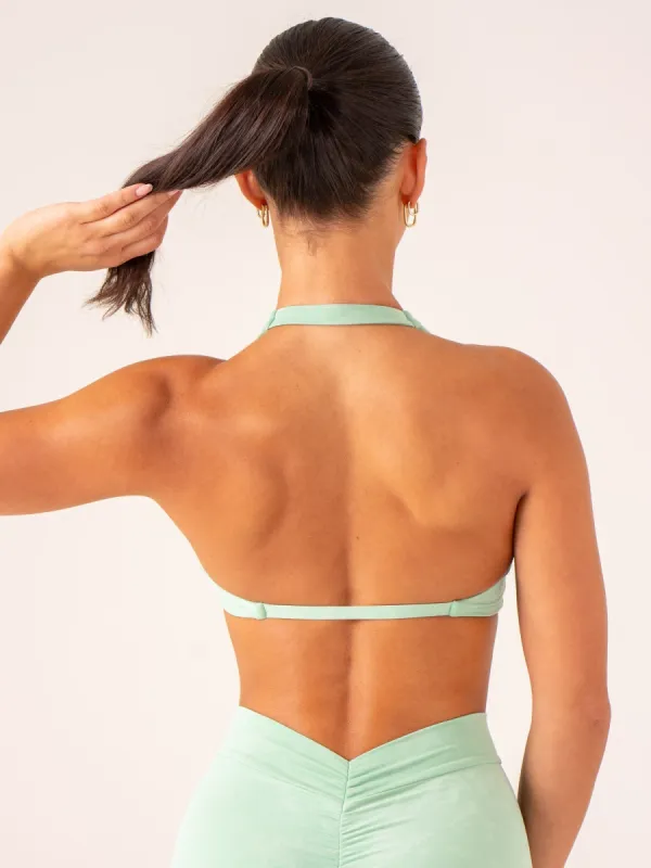 NKD Stonewash Halter Sports Bra - Mint Stonewash sold by Ryderwear