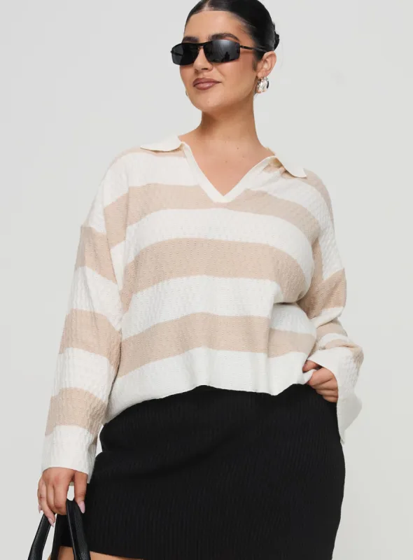 Rick Sweater White / Beige Curve sold by Princess Polly