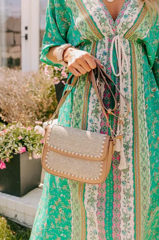 Vacay Ready Woven Crossbody in Iced Latte sold by Impressions