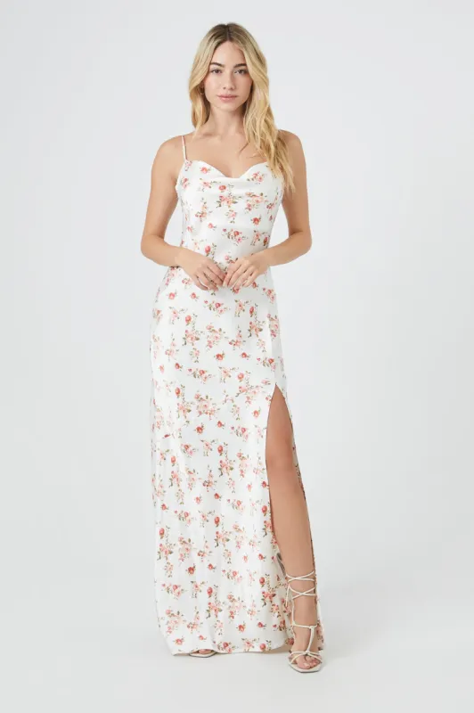 Robe maxi fleurie en satin avec découpes sold by Urban Planet