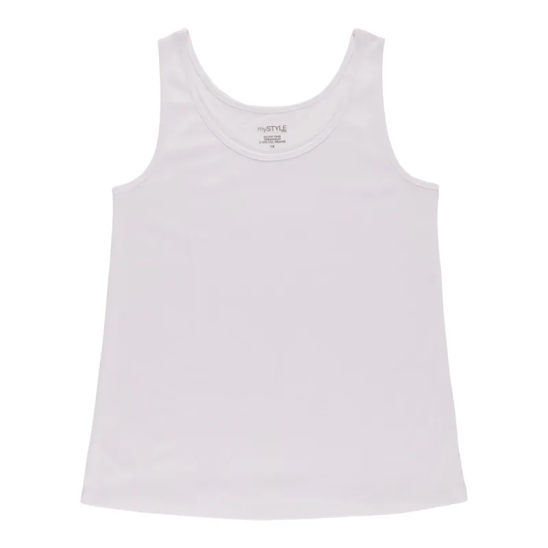 mySTYLE Women's Plus White Scoop Ribbed Tank sold by Giant Tiger