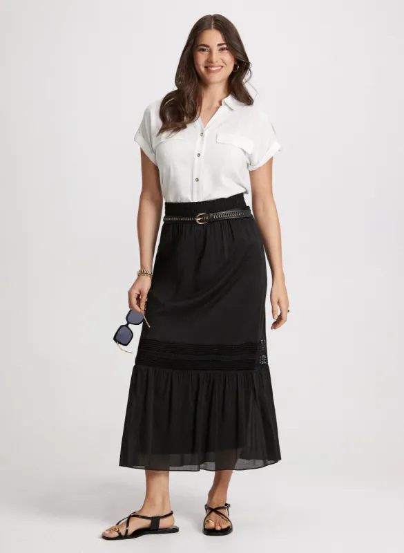 Button Down Blouse & Tiered Skirt sold by Laura