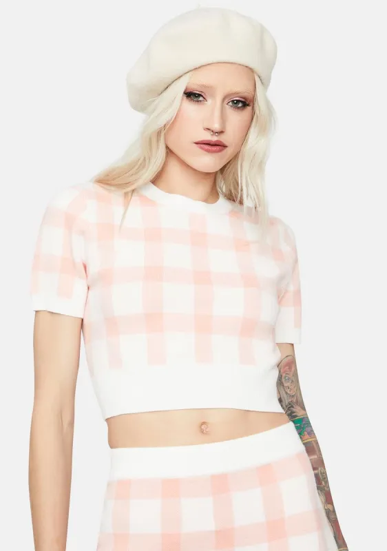 Rosy Cheeks Plaid Short Sleeve Crop Top sold by Dolls Kill