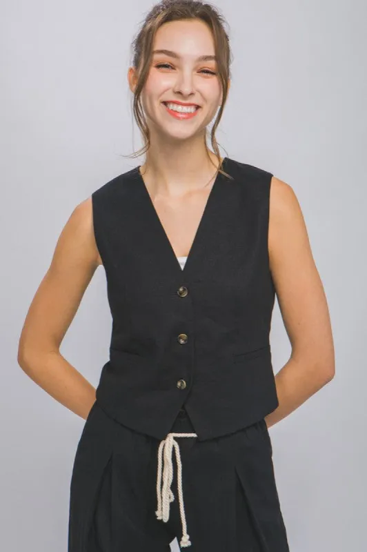 Linen Button Down Vest Top sold by U-NI-TY