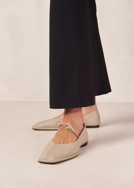 Sway  Stone Beige Leather Ballet Flats sold by Alohas
