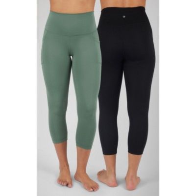 90 Degree By Reflex Womens 2 Pack Interlock Tribeca Elastic Free High Waist Side Pocket Capri
 - Laurel Wreath/Black - X Small sold by Target