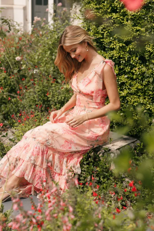 Fionna Maxi Dress - Peach Floral sold by Petal & Pup