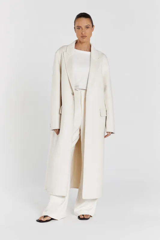JAY CREAM LONGLINE COAT sold by Dissh
