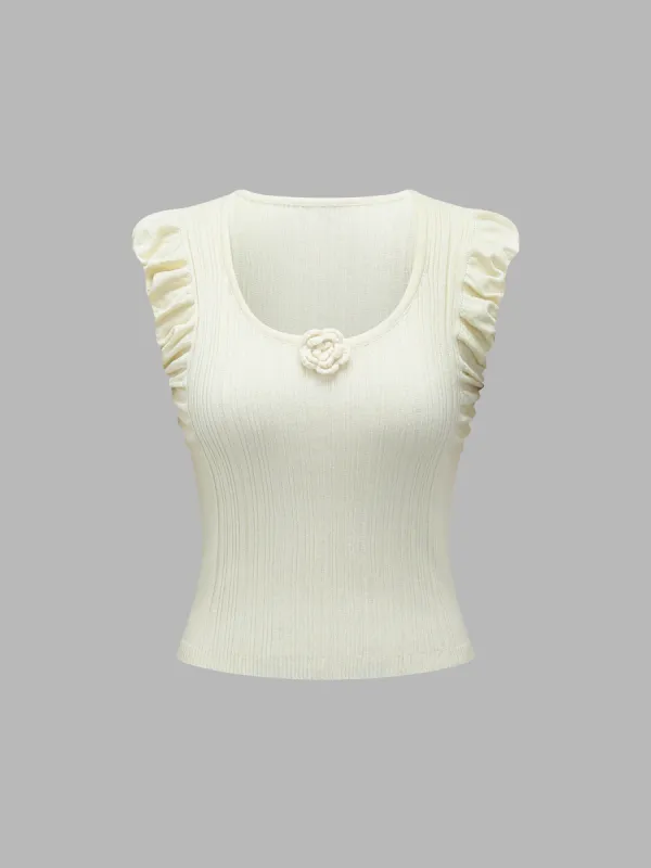 3D Floral Embellished Knit Vest sold by Aha Selected