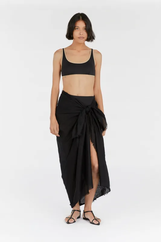 NOVA BLACK LINEN SARONG sold by Dissh